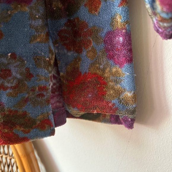 Vintage 70s Babydoll Floral Tent Tunic Top Micro Mini Dress with Bishop Sleeves - Picture 5 of 6